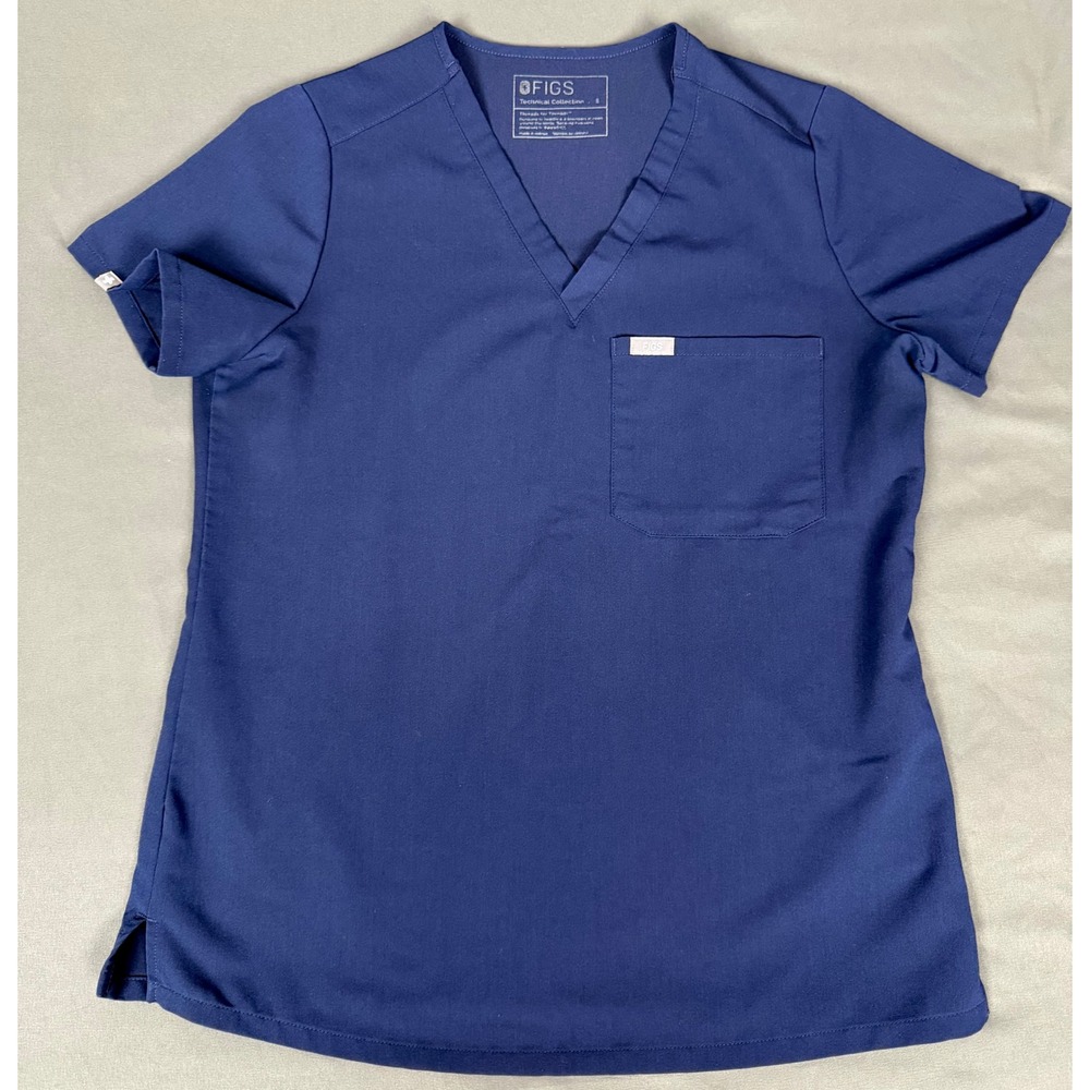 Figs Catarina Scrub Top Womens Small Navy Blue V-Neck